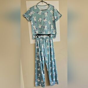 Bunny Print Women Pajamas - Turqois